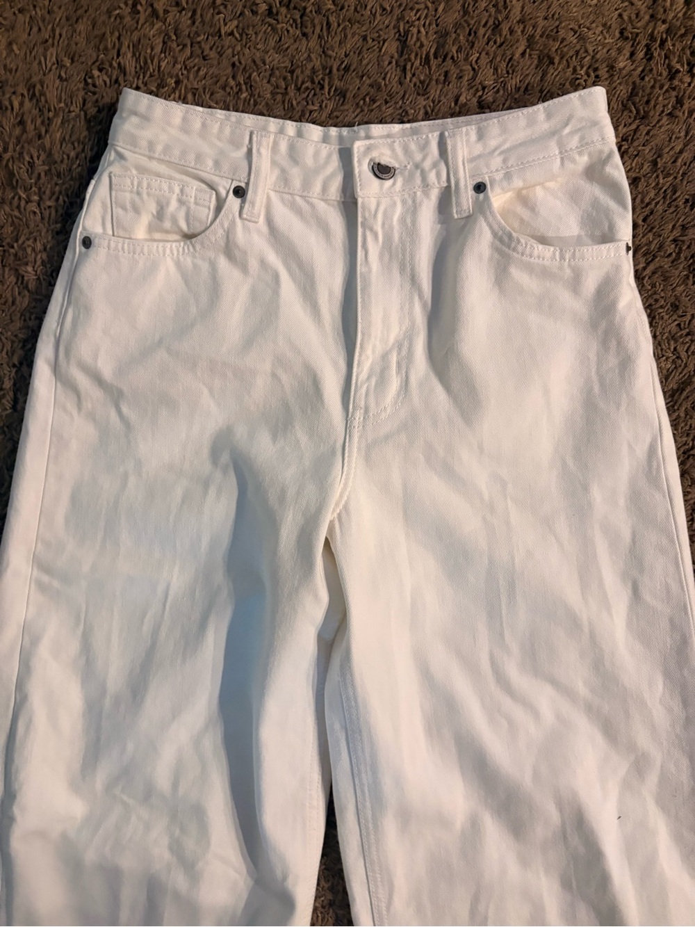 Zara White Ballon tapered leg 100% cotton jeans size 4 - Picture 6 of 9